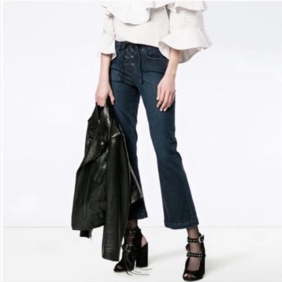 FRAME Denim Le Crop Mini Boot Lace Up Jeans Size 27 - Picture 3 of 8